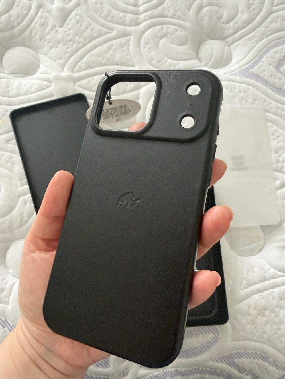 Black Leather Iphone 17 pro max Phone Case